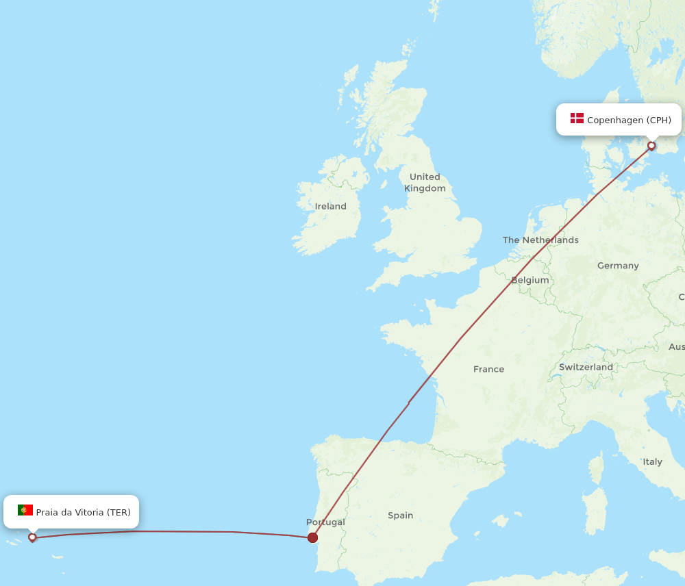 TER-CPH flight routes