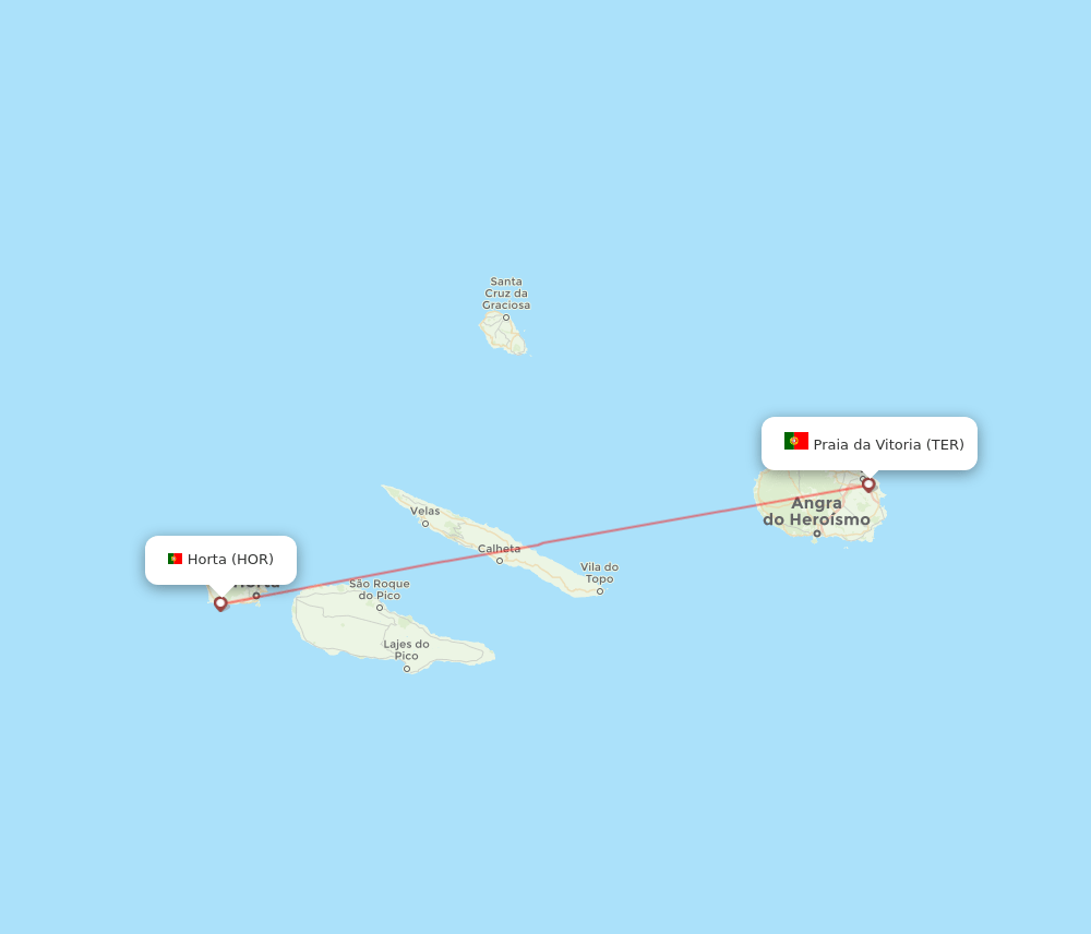 TER to HOR flights and routes map