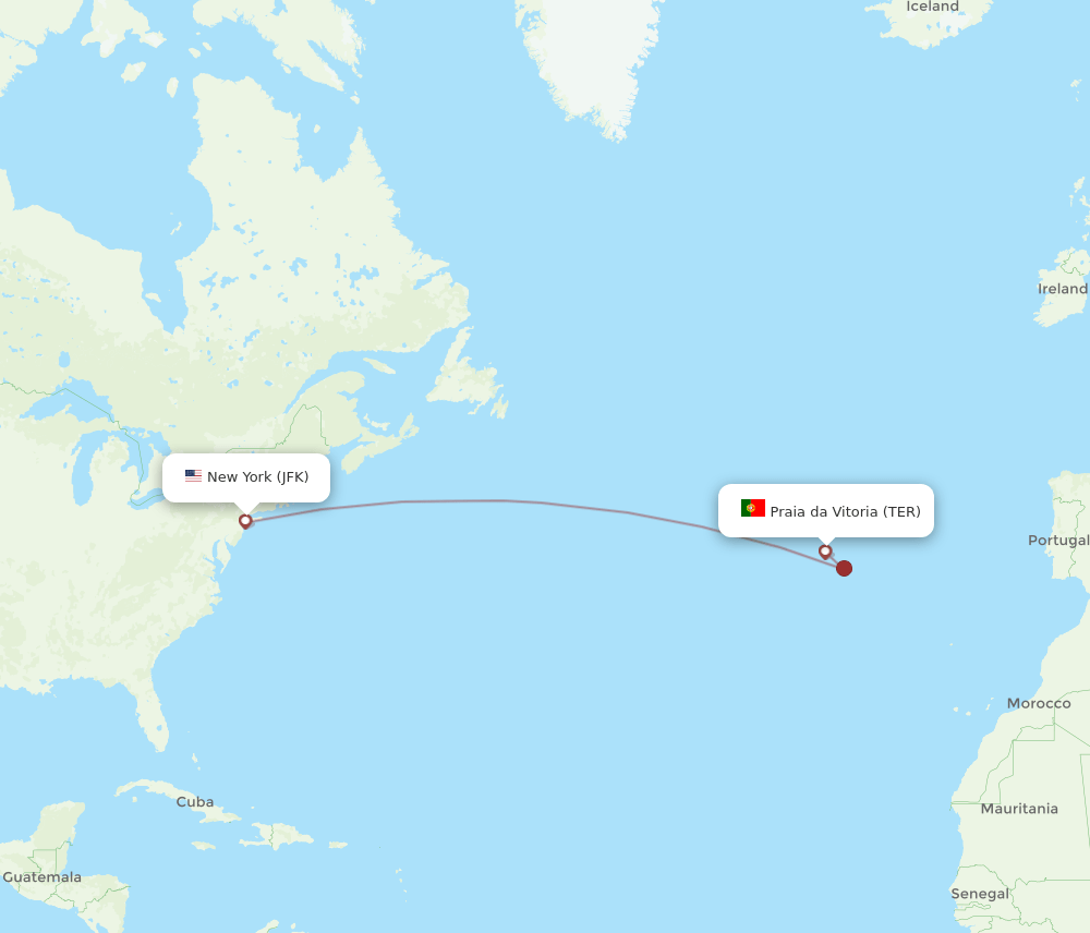 TER-JFK flight routes