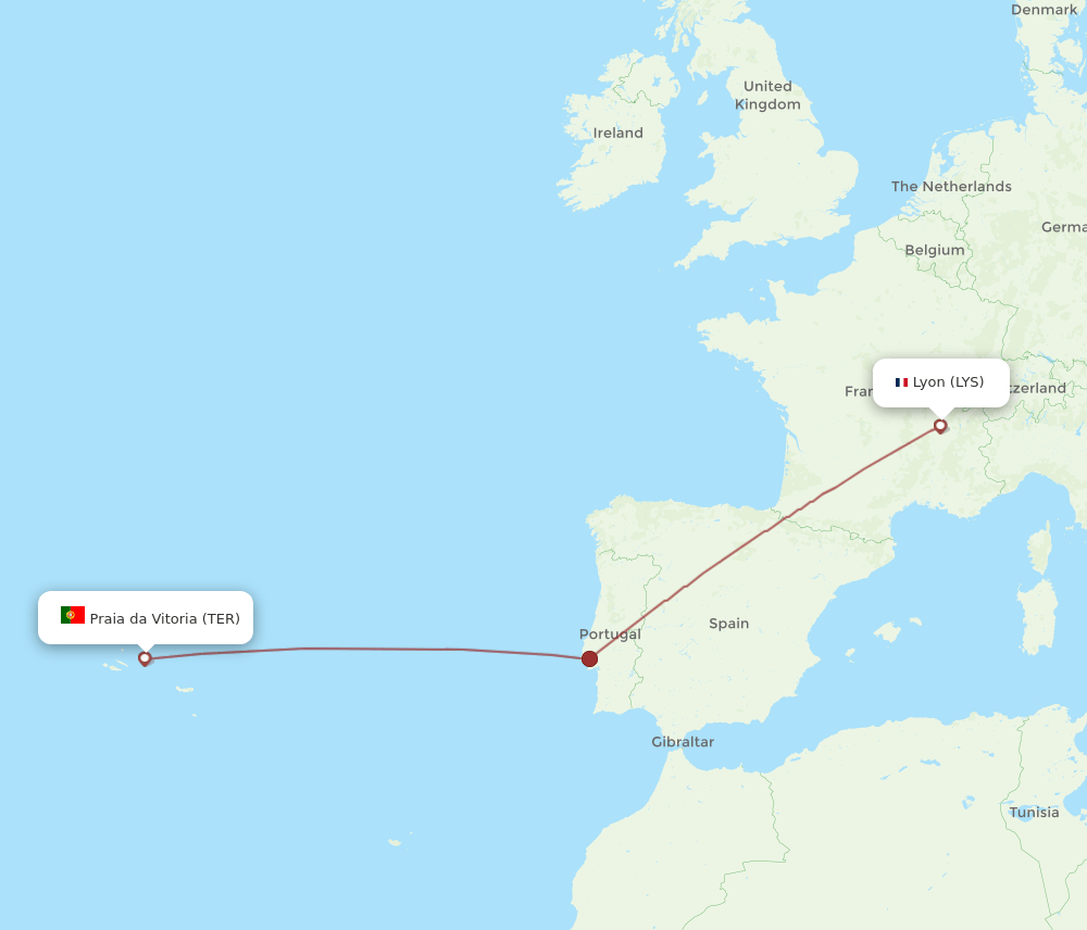 TER to LYS flights and routes map