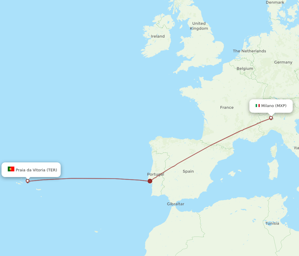 TER to MXP flights and routes map