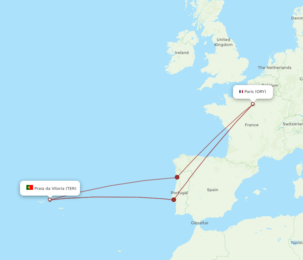 TER to ORY flights and routes map