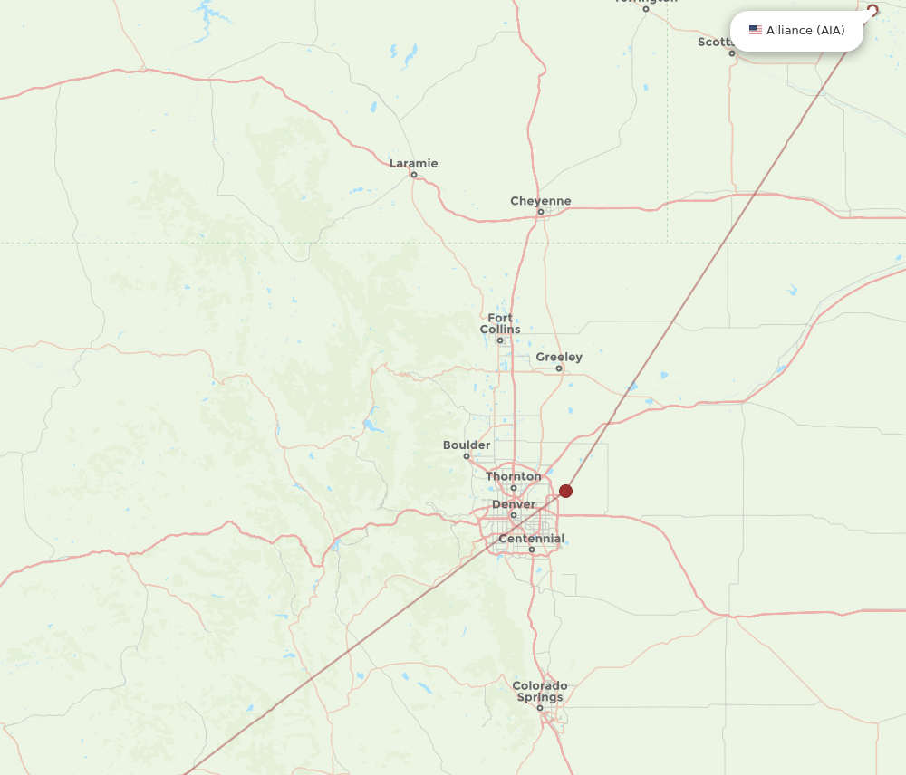 TEX to AIA flights and routes map