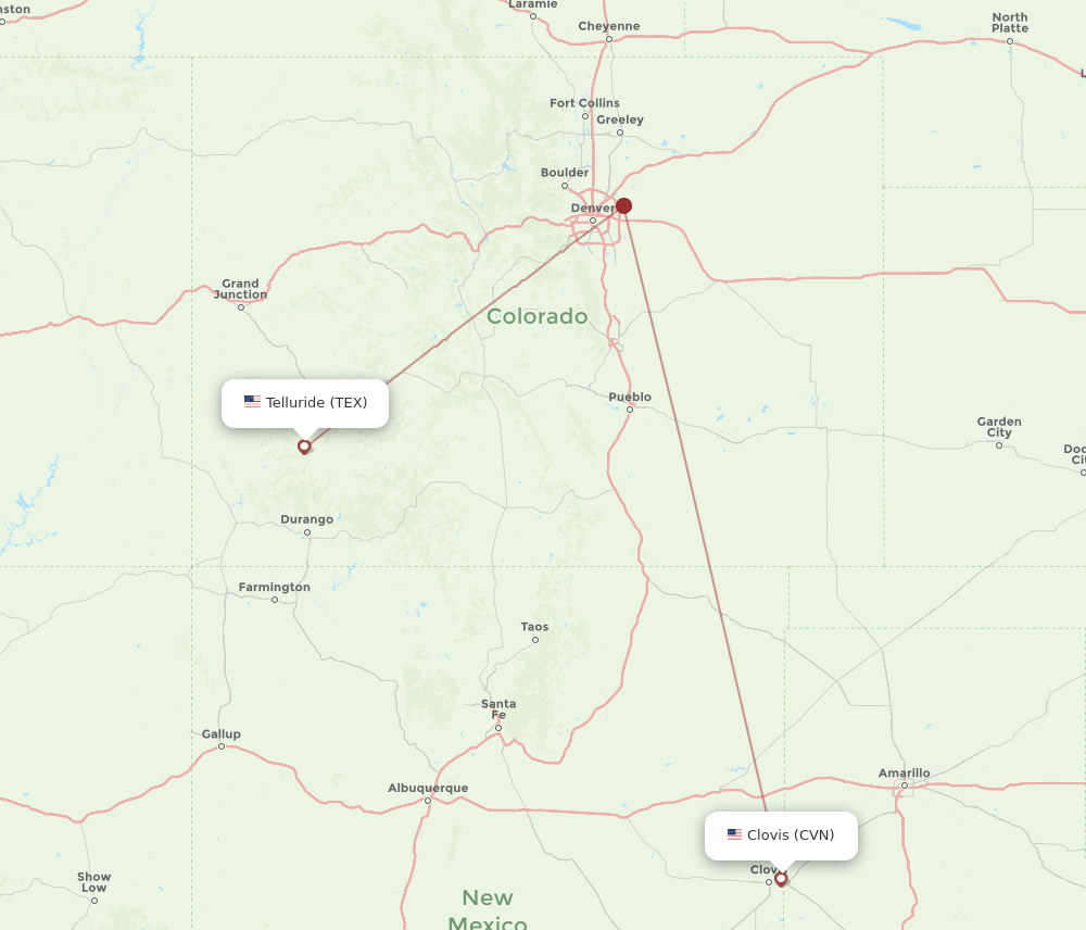 TEX-CVN flight routes