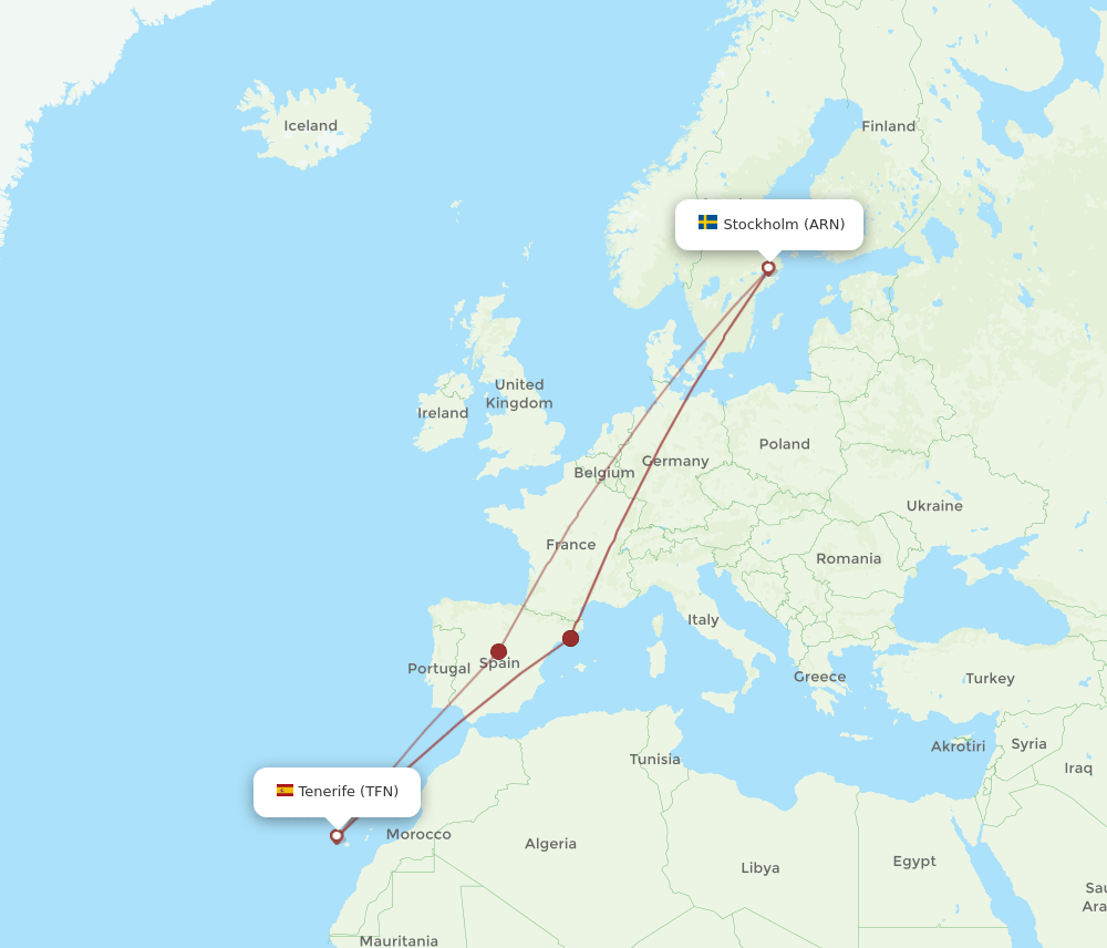 TFN-ARN flight routes