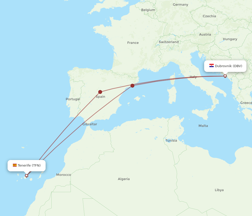 TFN-DBV flight routes