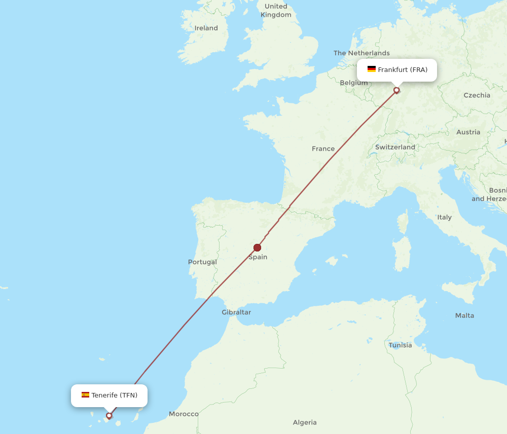 TFN to FRA flights and routes map