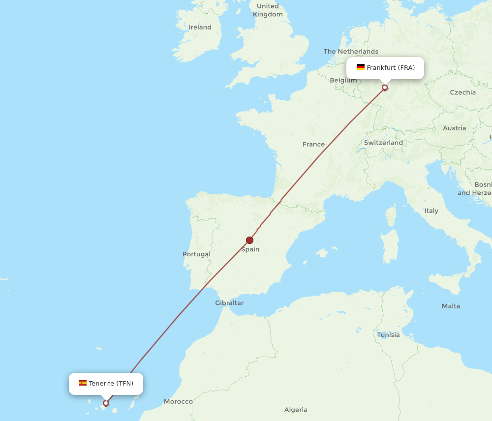 TFN-FRA flight routes