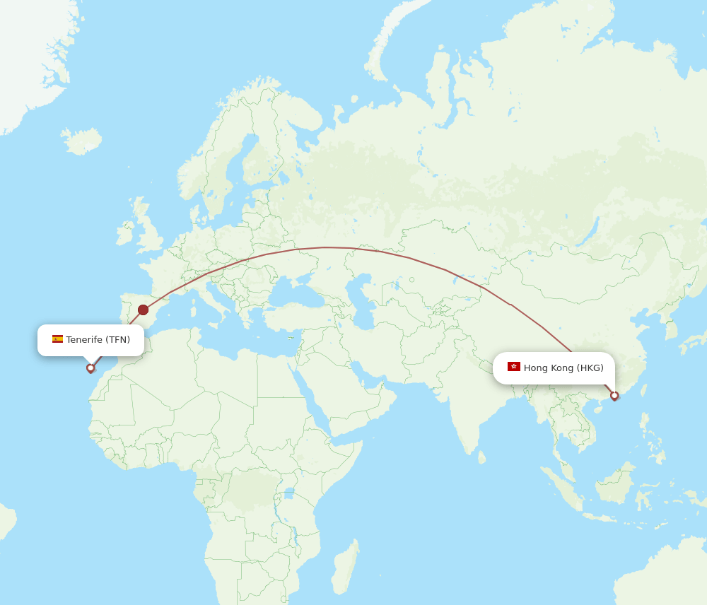 TFN-HKG flight routes