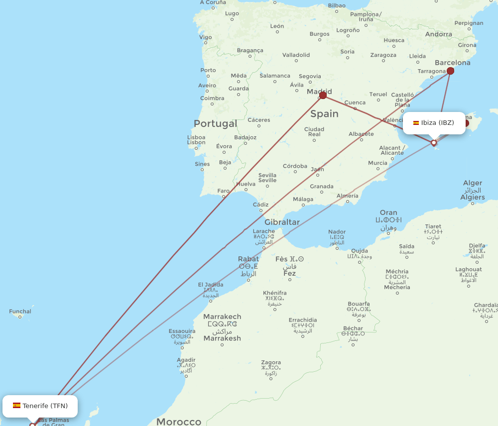 TFN-IBZ flight routes