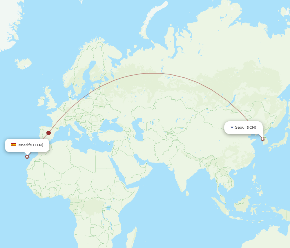TFN-ICN flight routes