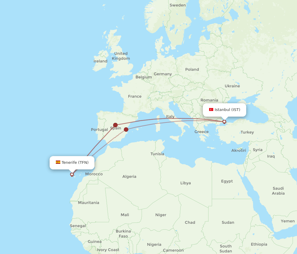 TFN-IST flight routes