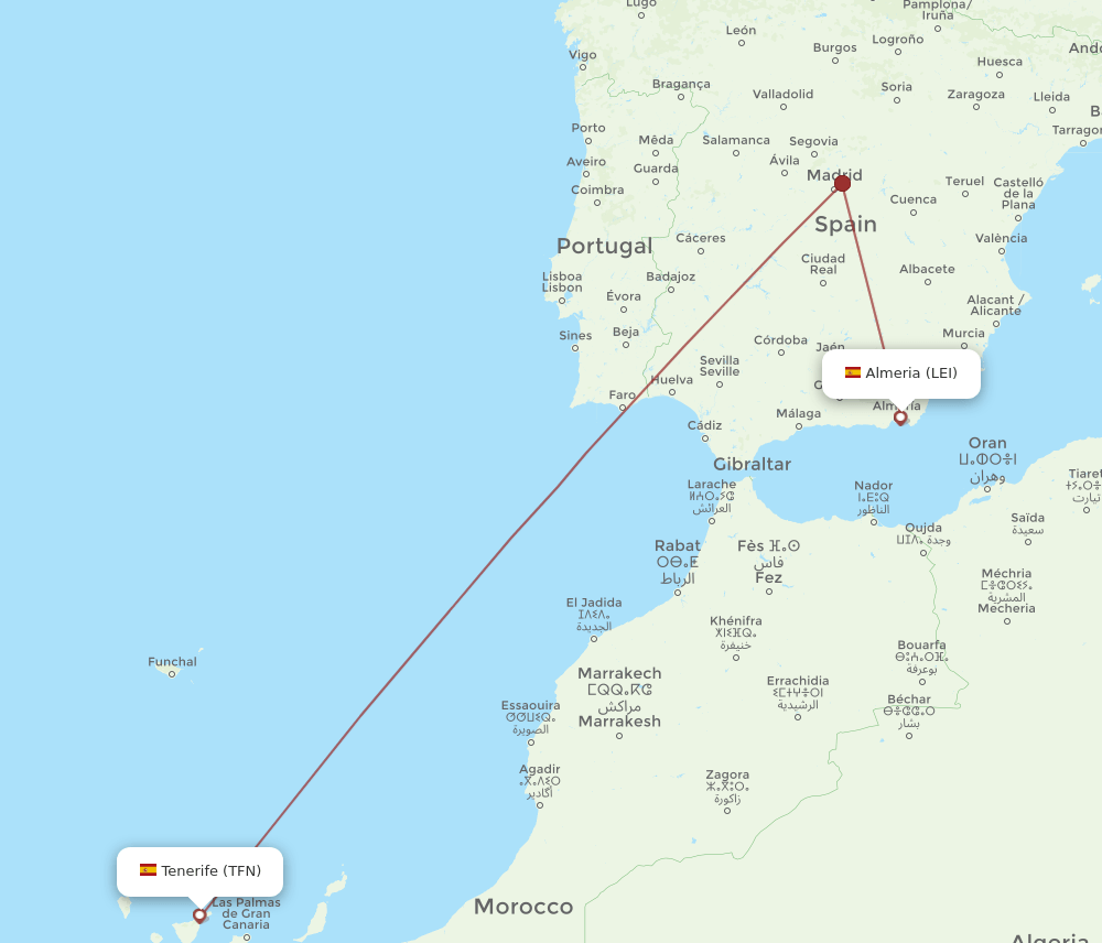 TFN-LEI flight routes