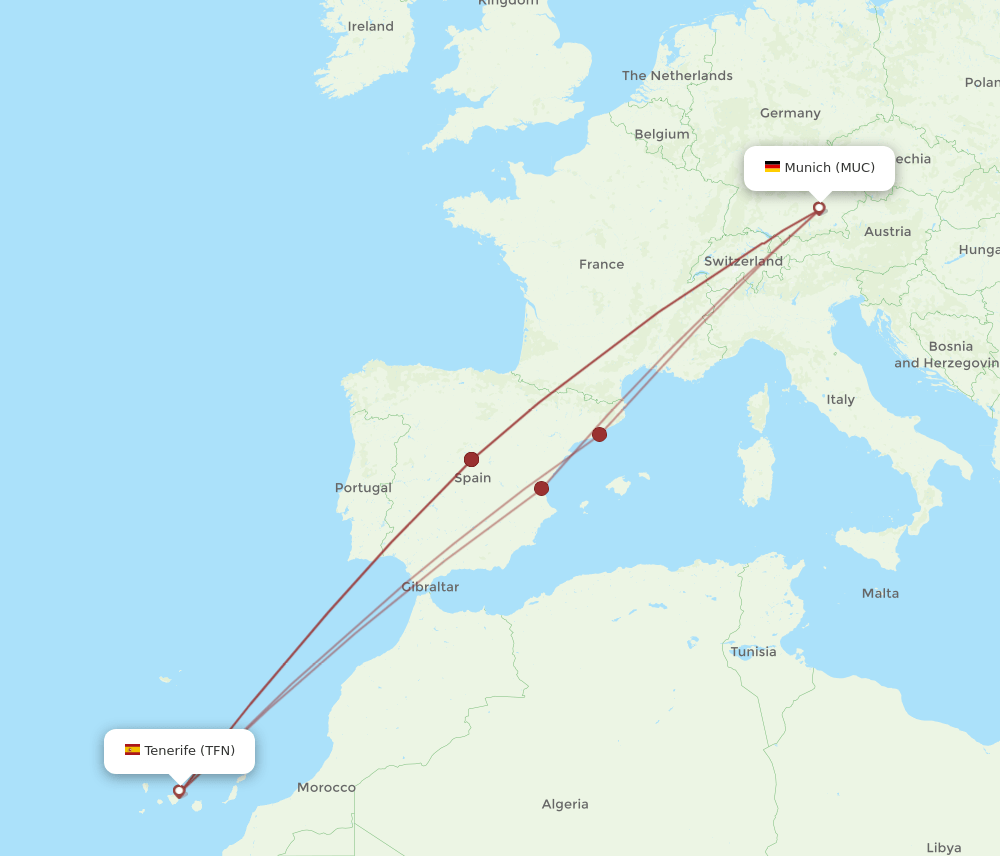 TFN-MUC flight routes