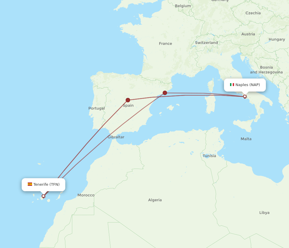 TFN-NAP flight routes