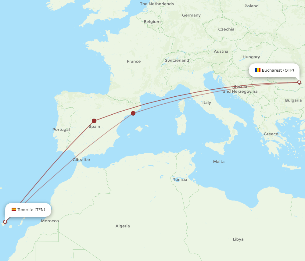 TFN-OTP flight routes