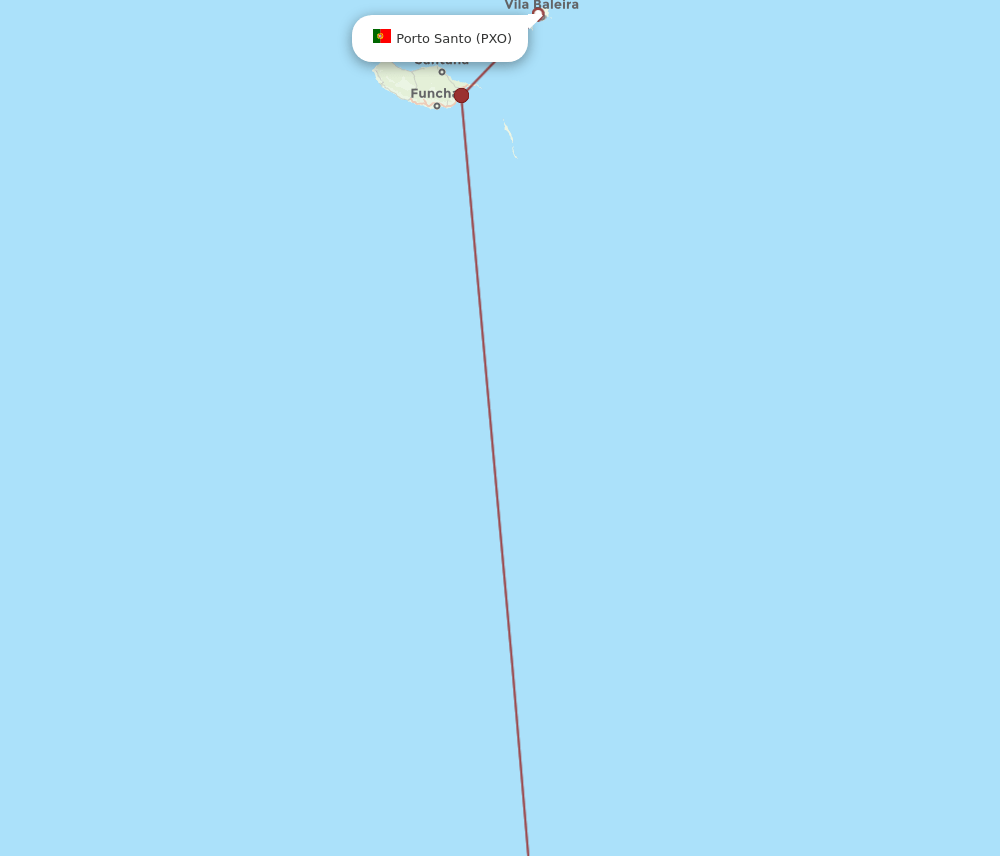 Porto Santo (Madeira) - Tenerife route map and flight paths
