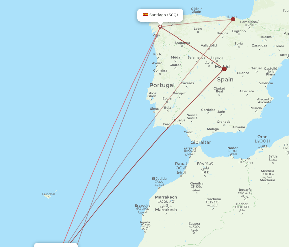 TFN-SCQ flight routes