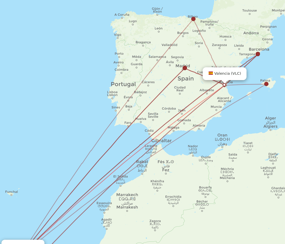 TFN-VLC flight routes