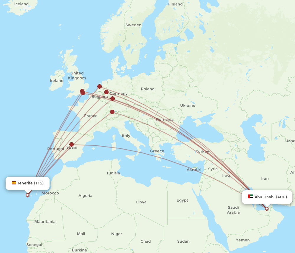 TFS to AUH flights and routes map