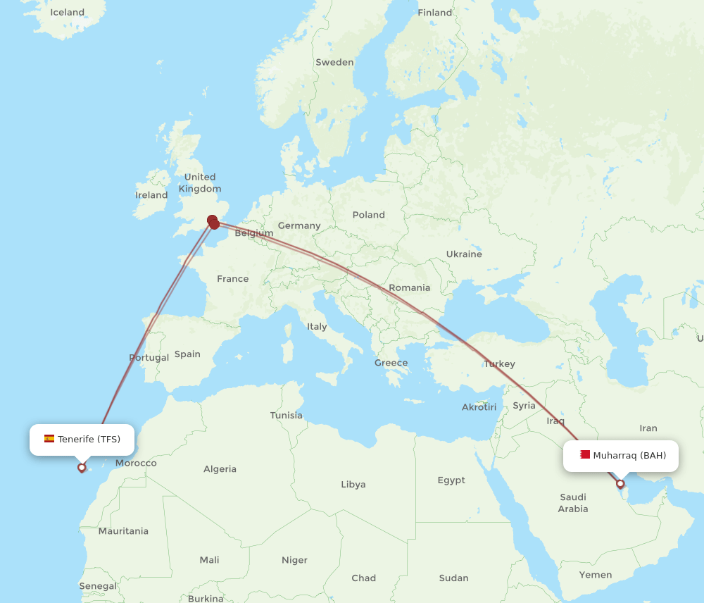 TFS-BAH flight routes