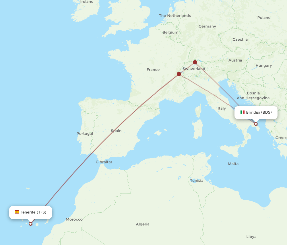 TFS-BDS flight routes