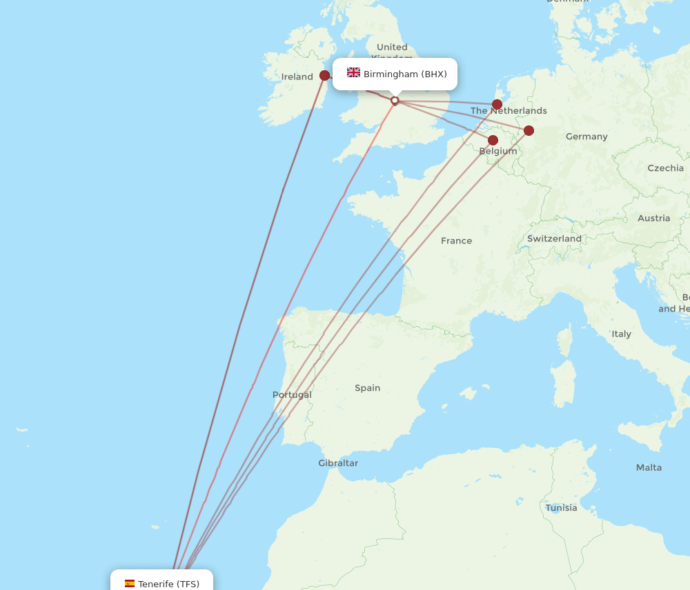 TFS-BHX flight routes