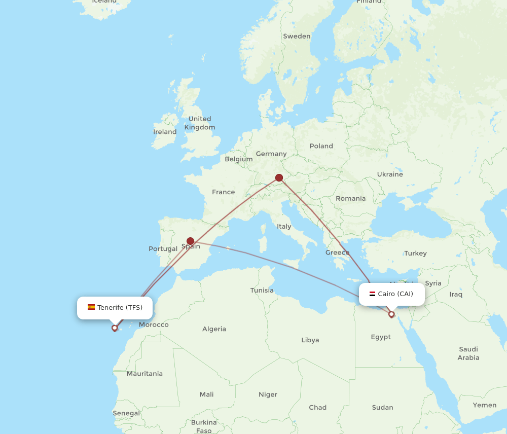 TFS to CAI flights and routes map