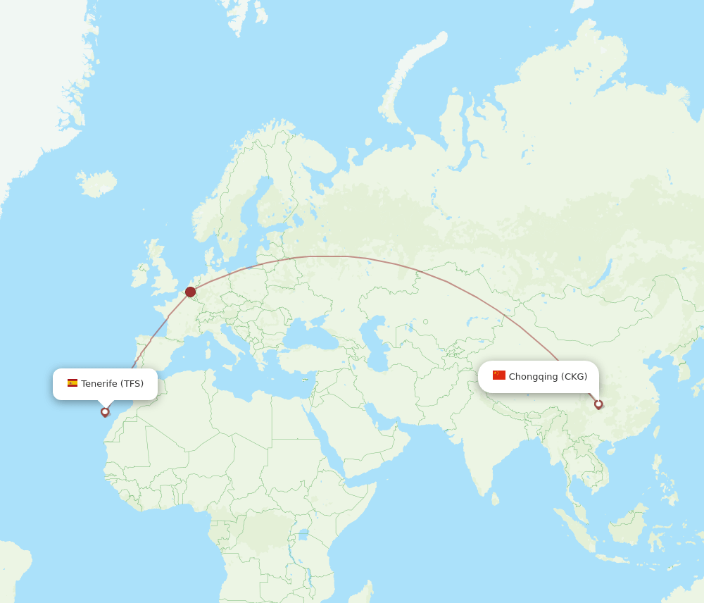 TFS to CKG flights and routes map