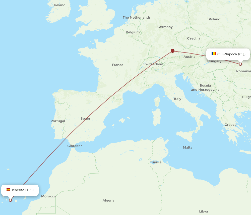 TFS to CLJ flights and routes map