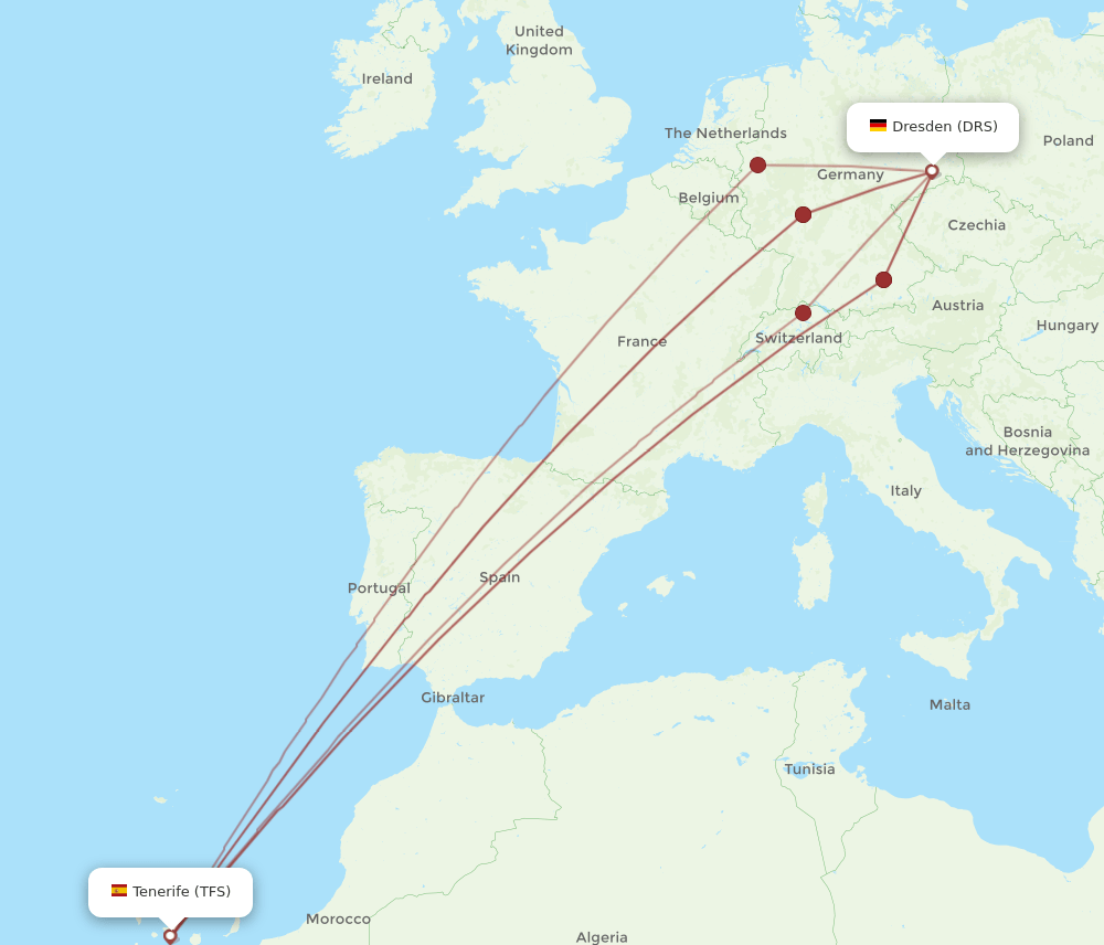TFS-DRS flight routes