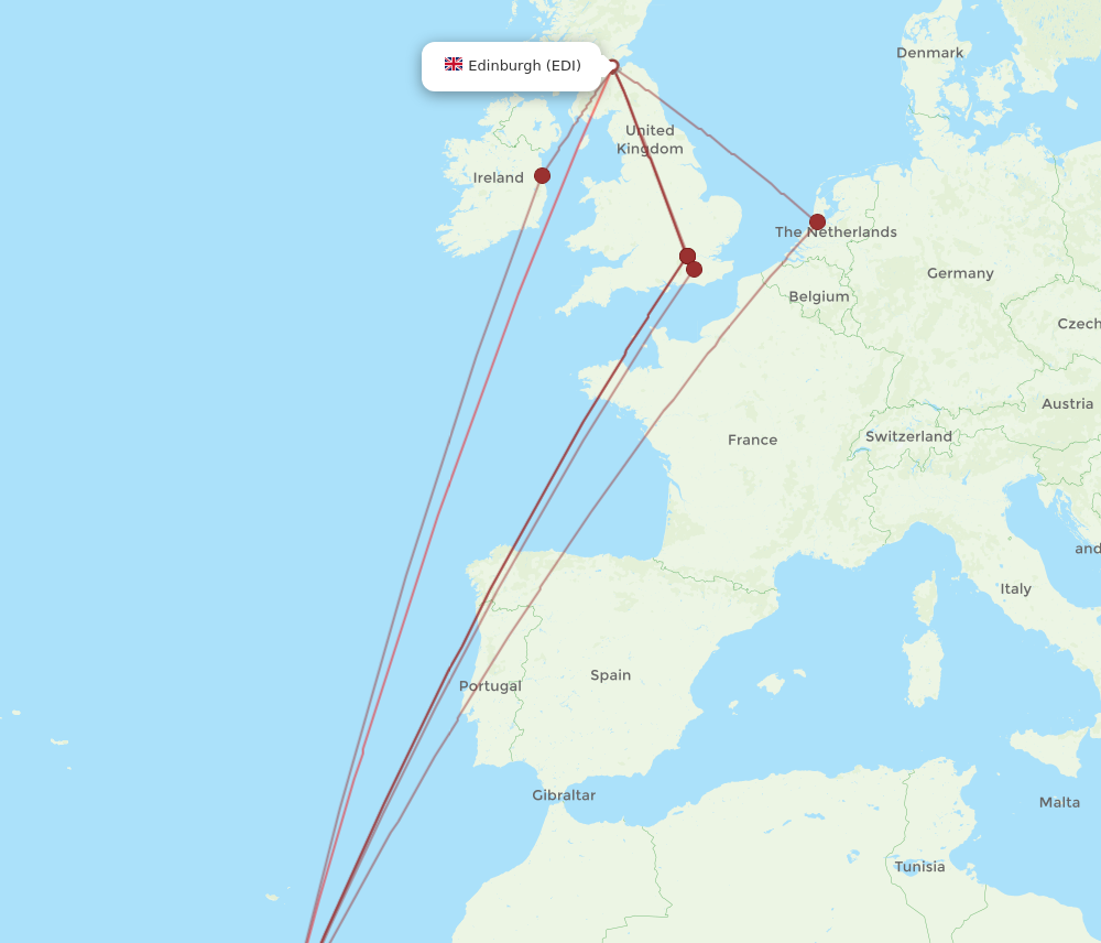 TFS to EDI flights and routes map