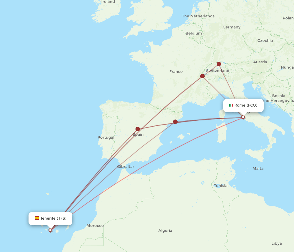 TFS-FCO flight routes