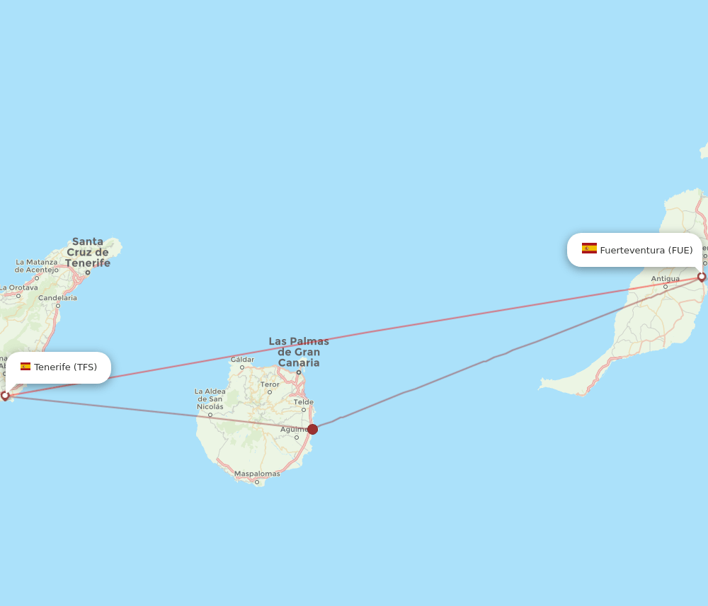 TFS to FUE flights and routes map