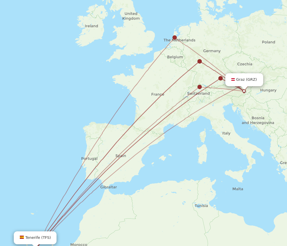 TFS-GRZ flight routes