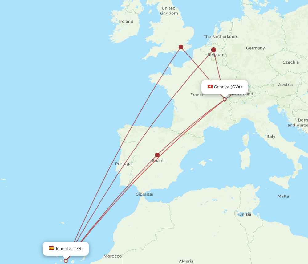 TFS to GVA flights and routes map