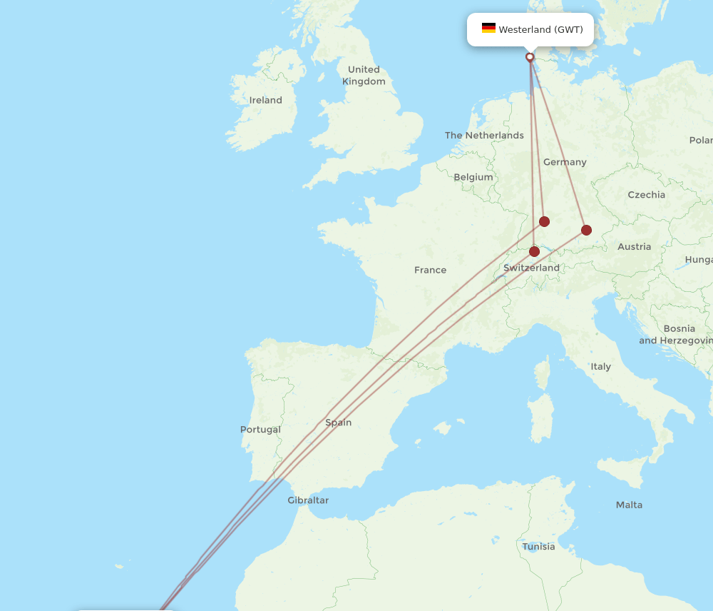 TFS-GWT flight routes