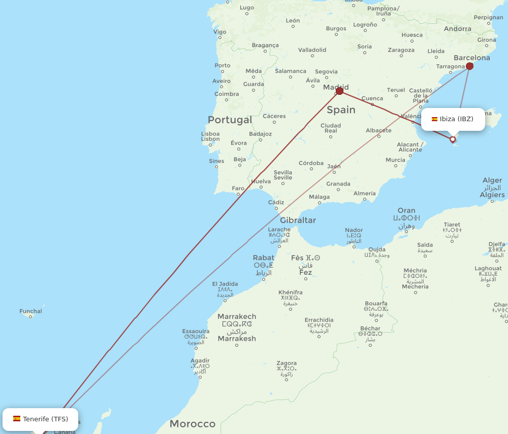 TFS-IBZ flight routes