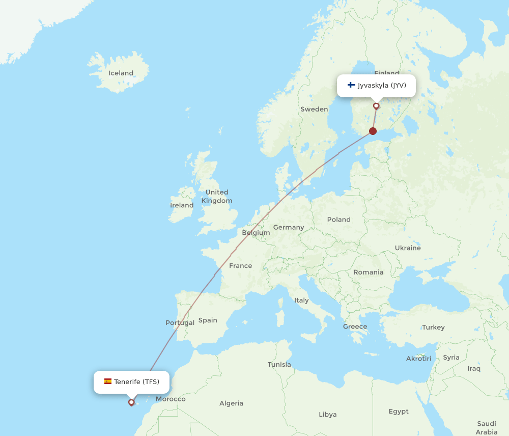 TFS-JYV flight routes