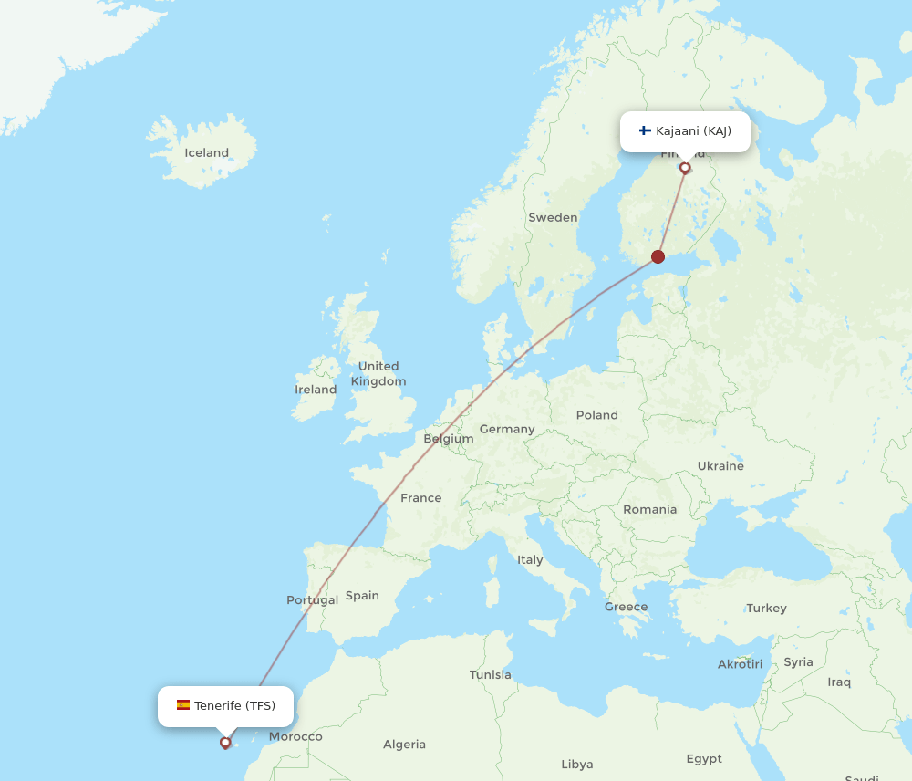 TFS-KAJ flight routes