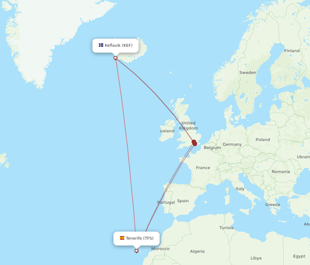 TFS-KEF flight routes