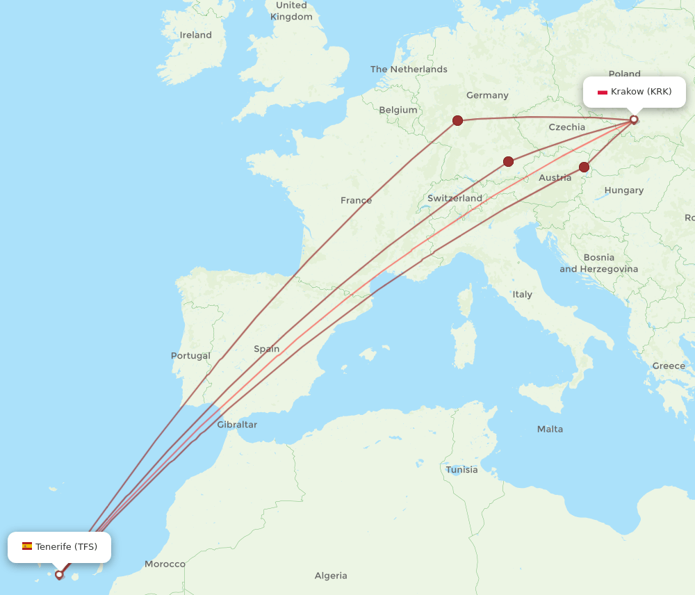 TFS-KRK flight routes