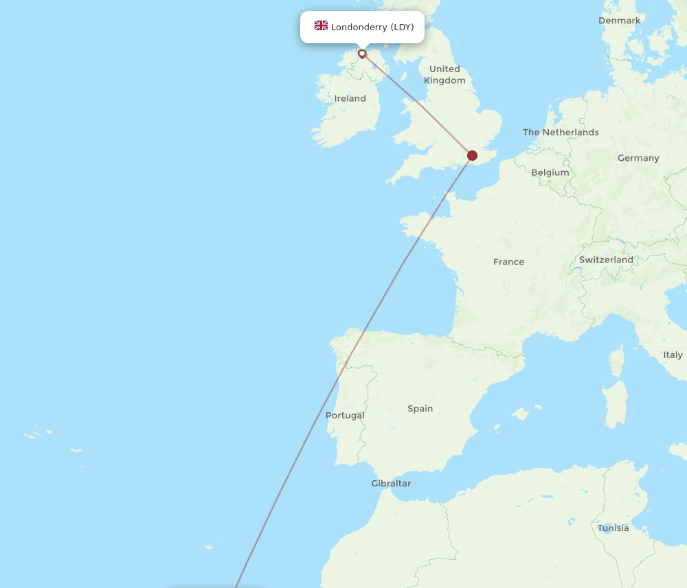 TFS-LDY flight routes