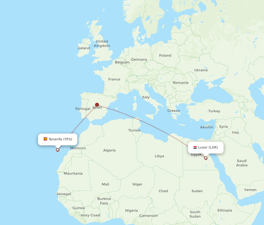 TFS-LXR flight routes