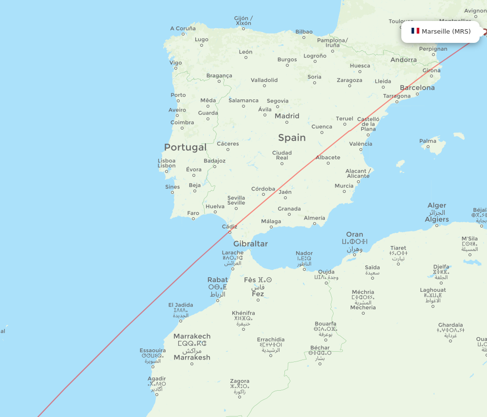 TFS to MRS flights and routes map