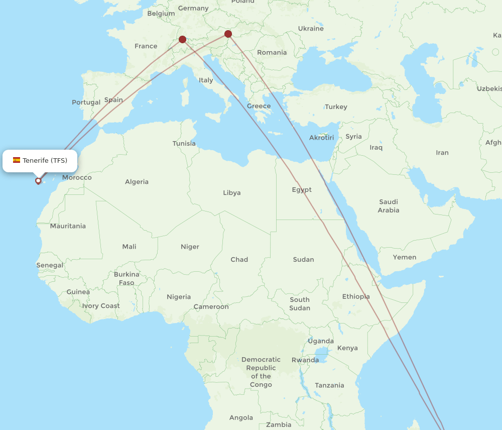 TFS to MRU flights and routes map