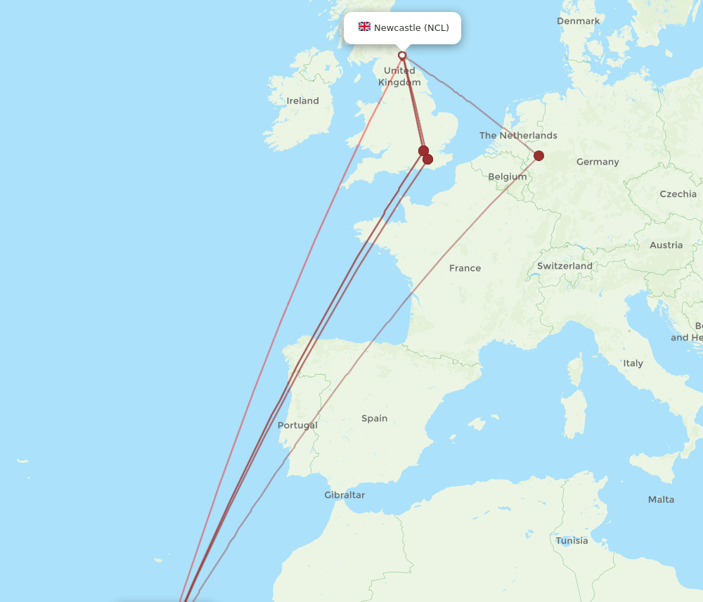 TFS-NCL flight routes
