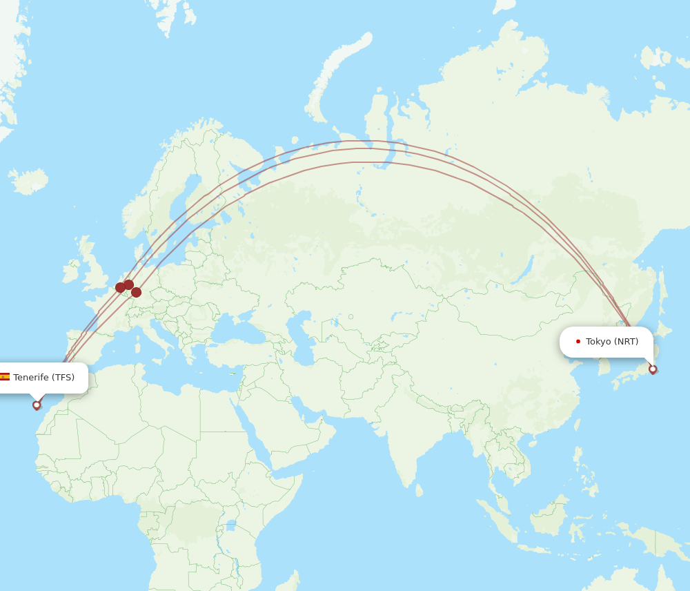 TFS-NRT flight routes