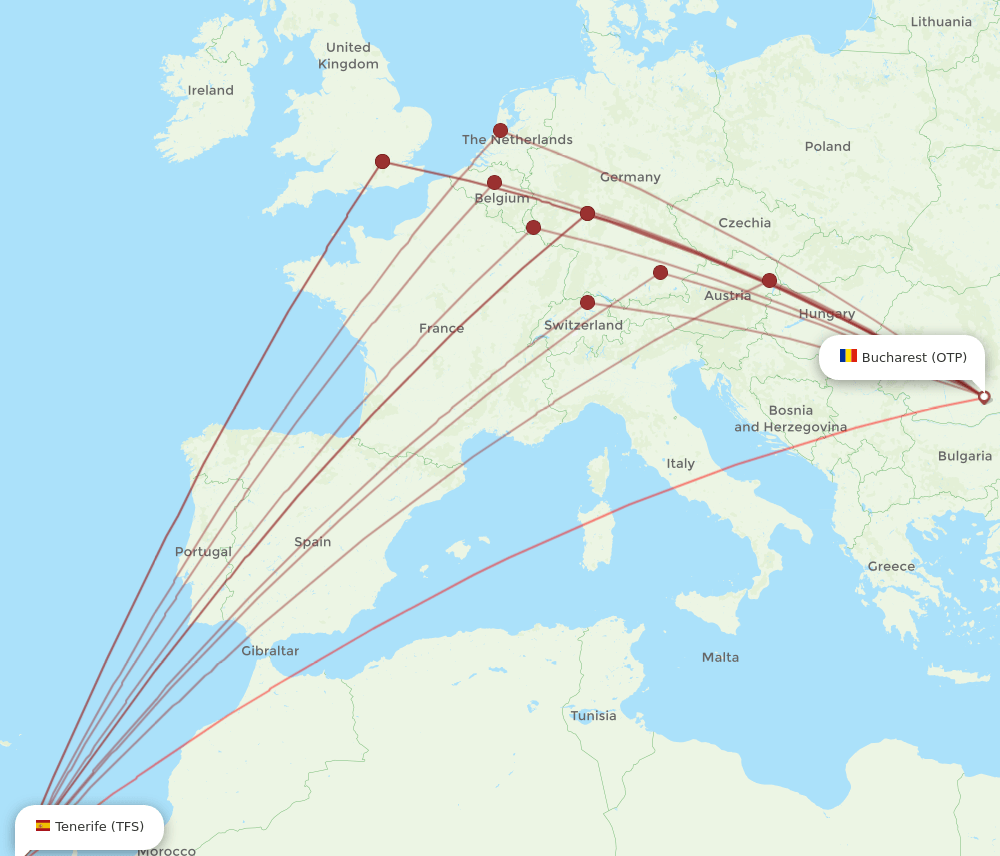 TFS-OTP flight routes