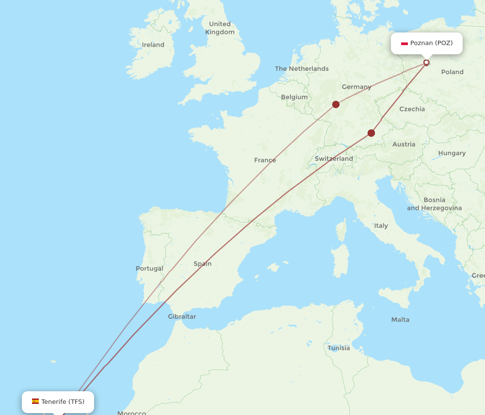 TFS-POZ flight routes